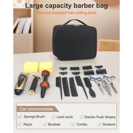 Meiiy Barber Tool Bag, Large Hair Clipper Bag Hair Cutting Scissors Organizer Bag Beard Trimmer Grooming Tool Storage Bag (Black)