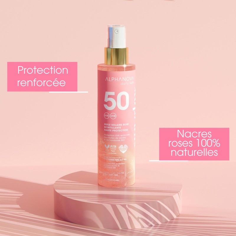 ALPHANOVA Daily Sun - SPF50 Glitter Pink Sun Oil -