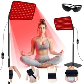 Terapia de luz roja para cuerpo y cara, 135 LED 660 nm 850 nm lámpara de terapia de luz infrarroja con soporte, panel flexible de terapia de luz roja y cinturón de terapia de luz roja portátil