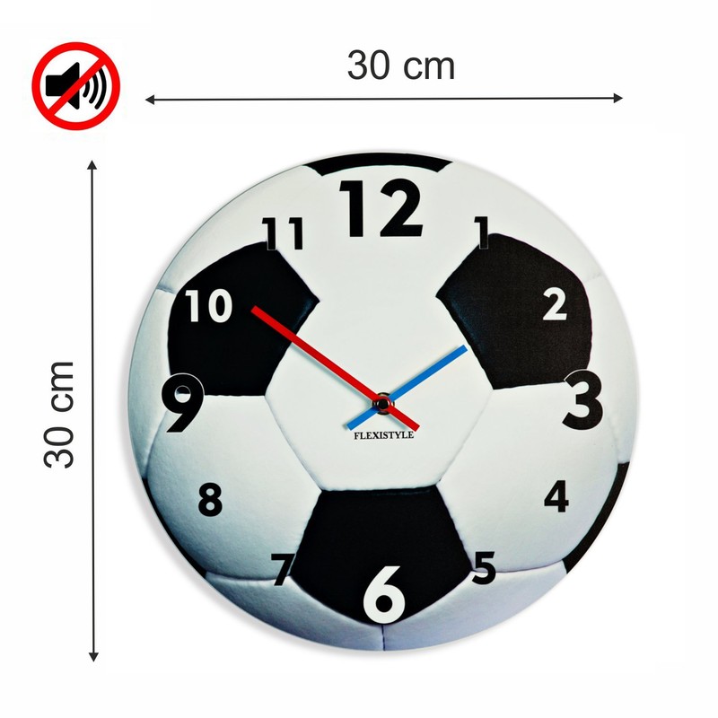 FLEXISTYLE Unique Wall Clock for Kids Football Silent Non Ticking