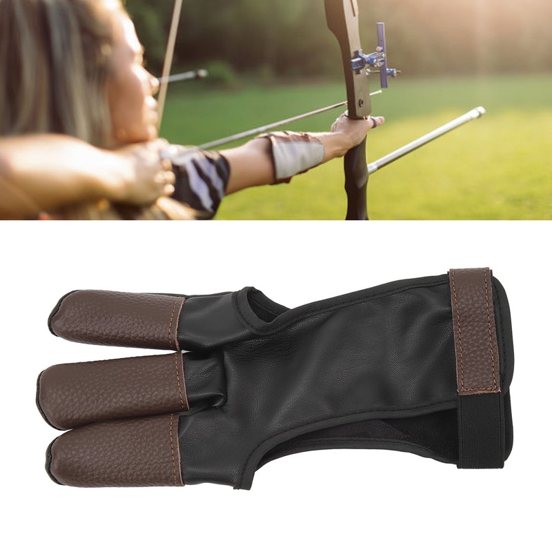 Archery Glove Finger Tab Accessories Three Finger Guard PU Leather