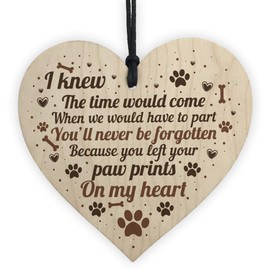 RED OCEAN Pet Memorial Dog Cat Tribute Plaque Wooden Heart Grave Christmas Memorial Bauble Paw Prints On Heart Gift