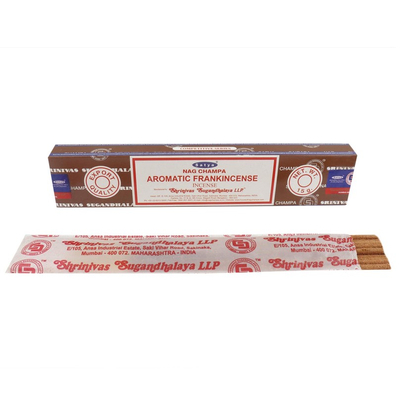 Satya 01344 Aromatic Frankincense Incense Sticks, 12 Packs x 15g,
