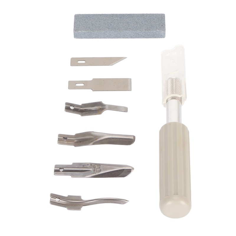 Craft Knife Set 6 Steel Blades Ergonomic Handle Hobby Knife