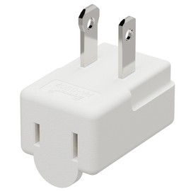 90 Degreen 2 Prong Adapter, Plugrand Up Angled Nema 1-15P to 1-15R UP Angled Adapter, US 2 Pin Adapter PA-0507 White Color