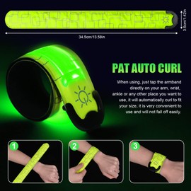 Flintronic 2 Packs Light Up Armband LED Slap Safety Armband for Kids Night Walking, LED Luminous Armband Magic Strap for Running, Cycling, Jogging, etc. (Yellow)