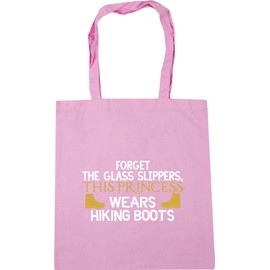 Hippowarehouse Forget the glass slippers, This princess wears hiking boots Tote Shopping Gym Beach Bag 42cm x38cm, 10 litres