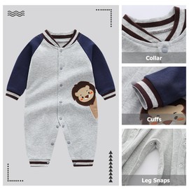 Billion Xin Baby Romper Suit Newborn Long Sleeve Jumpsuit Christening Wedding Party Outfit Photo Shooting Baby Clothing, Lion