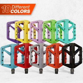 IMPALAPRO - Bike Pedals Nylon Fiber Selaed Bearing 9/16" - Non-Slip MTB pedals - Lightweight and Wide Flat Platform cycling Pedals for BMX Road MTB E-Bike (Black)