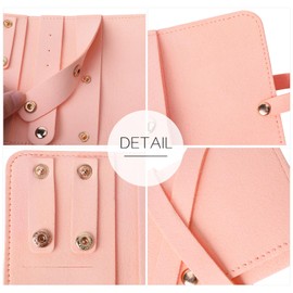 iSuperb Jewellery Box Jewellery Organiser Bag Travel Portable Travel Jewellery Box, PU Leather Mini Rings Jewellery Roll Jewellery Box for Earrings, Necklaces, Travel Rings (Pink)