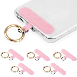 VZZNN 5PC Phone Tether Tab, Cell Phone Lanyard Pads,Phone Strap Replacement Part with Spring Ring for All Full Phone Cases (Pink)