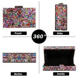 Women Clutches Evening Bags Acrylic Multicolor Purses and Handbags Shoulder Cross Body Bag Formal Wedding Prom Party Clutch Purses (Multi-colored)