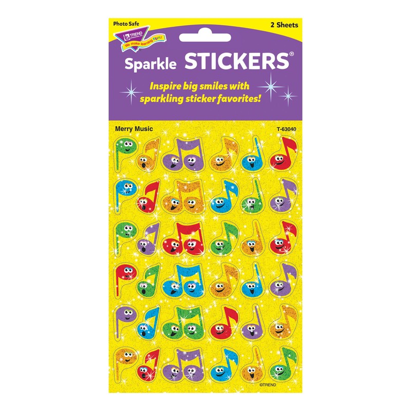 Trend Merry Music Sparkle Stickers, Classroom Incentives, 72 Count