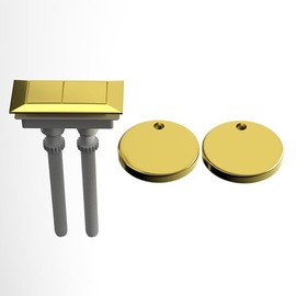 WinZo Toilet Square Dual Flush Button with Toilet Seat Bolts Caps Replacement Kits,Glossy Gold