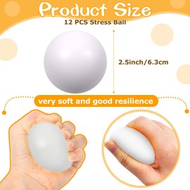 Kymqlyw 12 Pcs White Foam Stress Ball Squeeze Stress Relief Balls for Kids and Adults Hand Exercise Sensory Squishy Relief Toys for Anxiety ADHD Autism （White）