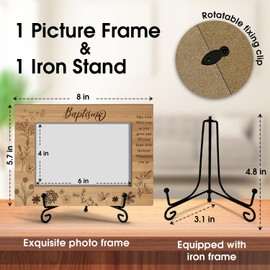 Baptism Frame, Baptism Photo Frame for Boys and Girls, Christening Gifts for Friends, Wooden Picture Frame with Stand, 4"x6" Picture Frame for Tabletop Display, Home Office Decor Shelf Display/XK32