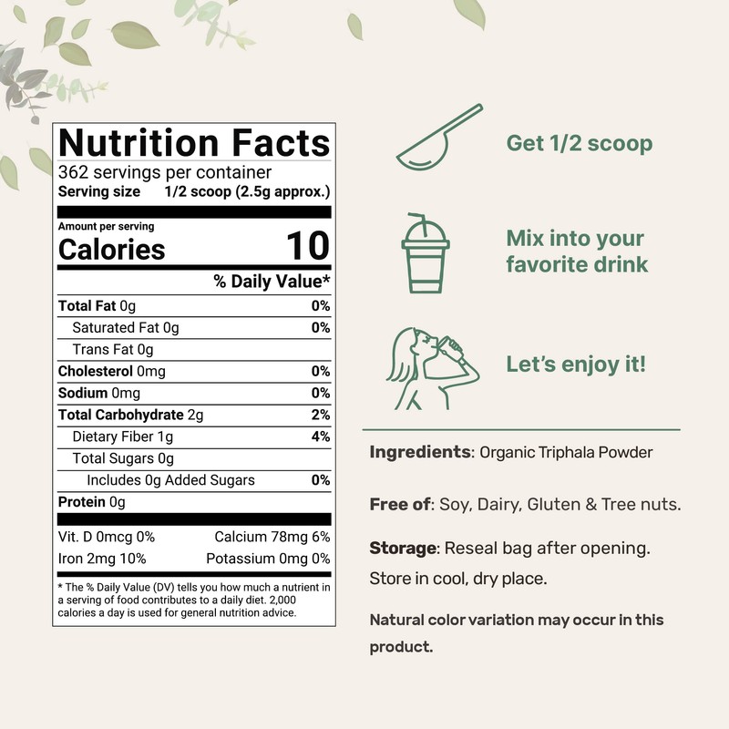 Micro Ingredients Organic Triphala Powder, 2 Pounds (Amla + Haritaki