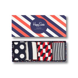 Happy Socks, Exclusive Colourful Premium Cotton Sock Gift Box for Men and Women (Pack of 4), Stripe (36-40)