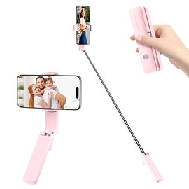 Cloudvalley Mini Selfie Stick, Extendable Pocket Selfie Stick with Remote Control, Lightweight Portable Stand in Hand for Vlog/Video Recording/Live Streaming, Pink