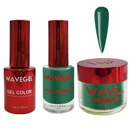 WAVEGEL Soak-Off Gel, Nail Lacquer & Acrylic/Dip Powder Matching Set - Queen Collection - #100 Emerald Green