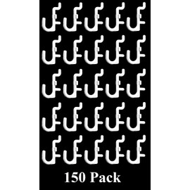 JSP Manufacturing Peg Board Non-Locking Plastic J Hook Style Hooks | Garage Tool Storage Craft Hooks Pegboard Asscessories (150, White)