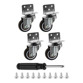 Yetaha Caster 1.5 Inch L-Shaped Plate, Total Load Capacity 184.7 lbs (88 kg), 360 Degree Rotation, Quiet, Furniture Replacement, Screwdrivers, Screws, Set of 4 (No Stoppers)