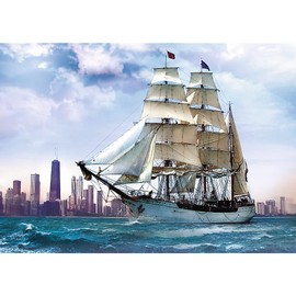 Trefl 500 Piece Jigsaw Puzzles, Sailing Towards Chicago, Multicolor