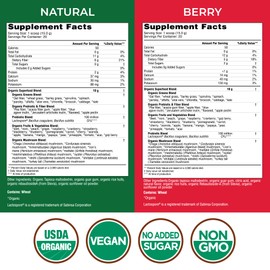 COUNTRY FARMS Super Greens Power Pack, 50 Organic Super Foods, Greens Powder with Probiotics for Gut Health & Bloating Relief, Supports Energy, Unflavored & Berry, 40 Serving