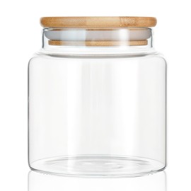 MOLADRI 16 oz/480 ml Glass Storage Canister with Airtight Lid, Clear Decorative Container Jar for Coffee, Spice, Candy, Salt, Cookie, Condiment, Pepper, Sugar, Overnight Oats - Small