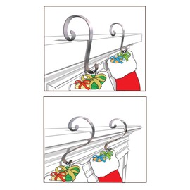 Haute Decor Stocking Scrolls Stocking Hanger - 2 Pack (Weathered Bronze) - Works for Most Mantel Sizes, Including Large Mantles