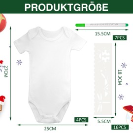 KASURE 4-Piece Set of Bibs for Painting, Baby Romper for Baby Party Games, 7 Water Soluble Fabric Pens and 16 Drawing Templates for Use as Bibs Painting Baby Shower, White