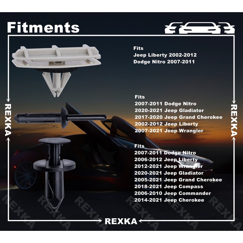 Rexka 45pcs Wheel Fender Flare Clips Hardware Kit for Jeep