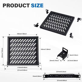 GeeekPi 0.5U Heavy Duty Server Rack Shelf for DeskPi RackMate T1/T0 and 10 inch Server Rack or Network Cabinet, Perforated Design, 25 kg Load Capacity, Black