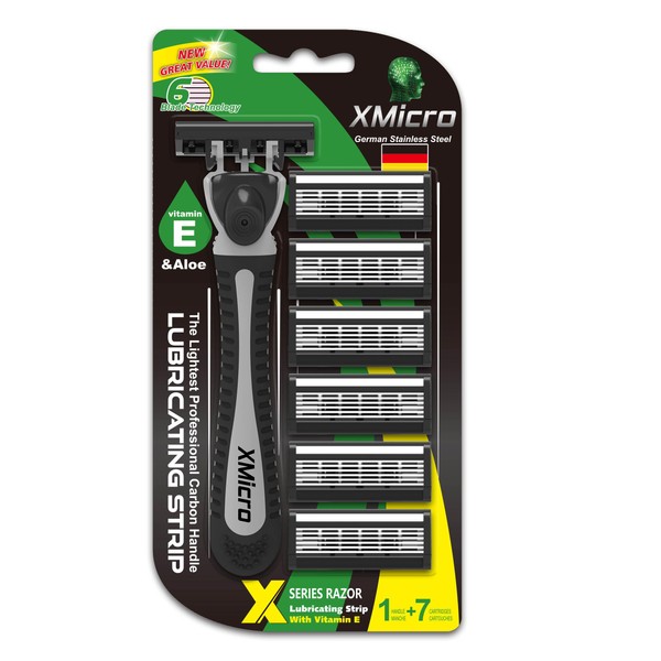 XMicro XMicro? Razors for Men, 1 Razor, 7 Blade Refills