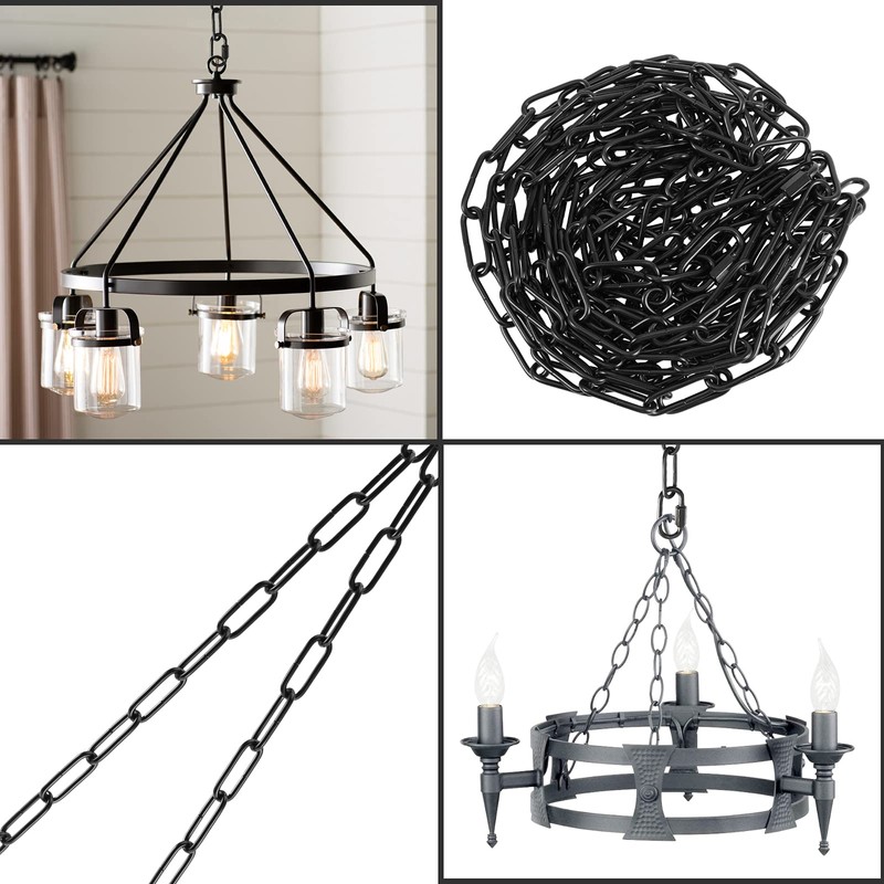 SEUNMUK 2 Pack 20 Feet Black Chain for Hanging Lamp,