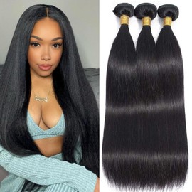Real Hair Wefts for Sewing Human Hair Bundles Straight Bundles Weave Hair Bundles 22 24 26 Inch Human Hair Brazilian Natural Colour Real Hair Wefts for Sewing No Smell Human Hair