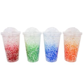 Double Wall Freezer Tumbler Mug with Straw and Lid by Trademark Innovations (Set of 4)