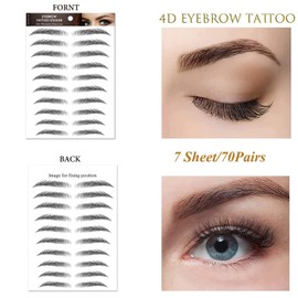 77Pairs Eyebrow Tattoo Stickers 4D Hair-like Waterproof Natural Fake Eyebrow Stickers,Long Lasting Eyebrow Grooming Shaping Perfect for Women and Girls (STM-Black)