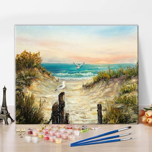 TISHIRON DIY Paint by Numbers for Adults - Ocean Beach