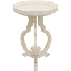 PARISLOFT French Country End Table Cream White Scalloped Edge Tray