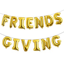 16 Inches Tall Multicolor Foil Balloons "Friendsgiving" Banner Letter Party Decorations,Fall Theme Friends Party Decor and Party Backdrop (FRIENDS GIVING GOLD)