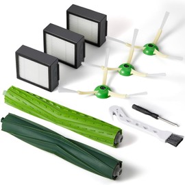Weidllys Replacement Parts & Accessories for iRobot E, I & J Series, Combo i5, j5 Series Robot Vacuum, Dual Multi-Surface Rubber Brushes & 3 HEPA Filter & 3 Edge-Sweeping Brushes