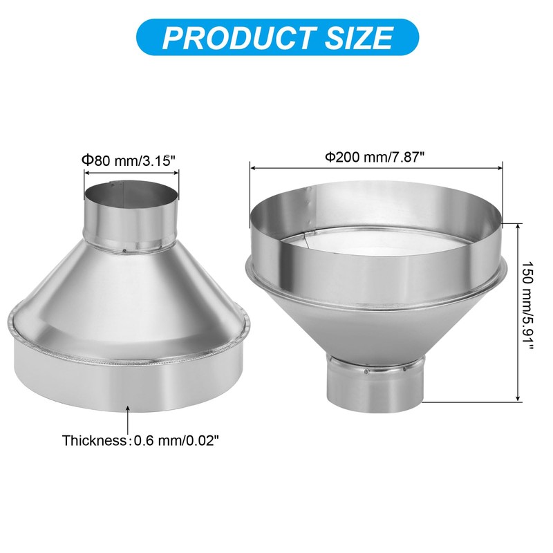 PATIKIL 8 Inch to 3 Inch Round Duct Reducer Increaser