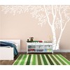 Birch Tree Forest Canopy Blowing Leaves Vinyl Wall Decal #1376 (White, 96" Tall x 144" Wide, Right to Left)