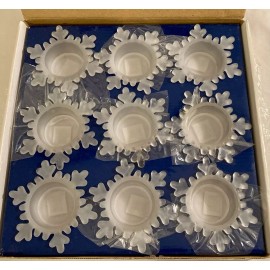 Unbranded Snowflake Tea-Light Candle Holders Frosted Glass Set Of 9 Without Candles Christ
