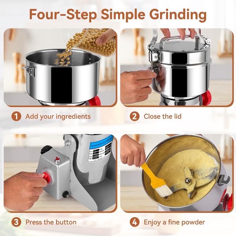 3000W Grain Mill Grinder - 32000 RPM High-Speed 1000g Electric