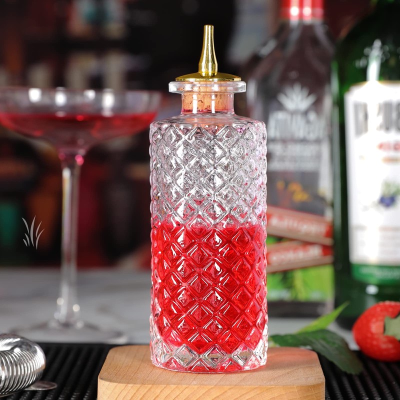 SuproBarware Glass Bitters Bottle 5pcs Set for Vermouth Sprayer Atomizer
