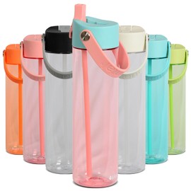 Elemental Leak Proof Water Bottles for Kids - Splash Kids Water Bottle for School - BPA Free Tritan Plastic Reusable Water Bottle with Straw - Cotton Candy - 26oz
