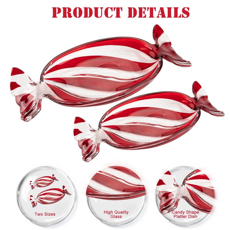 SHOWLOUE - Plato navideño, plato de cristal para dulces, platos