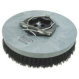 Tennant 16" Polypropylene Floor Broom Brush, Grey, Hard Bristles, Includes Handle & Holder